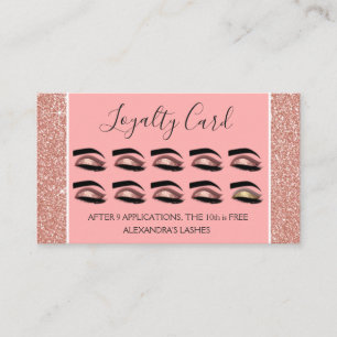 Carte De Fidélité Parties scintillant or rose et Extensions Eyelash