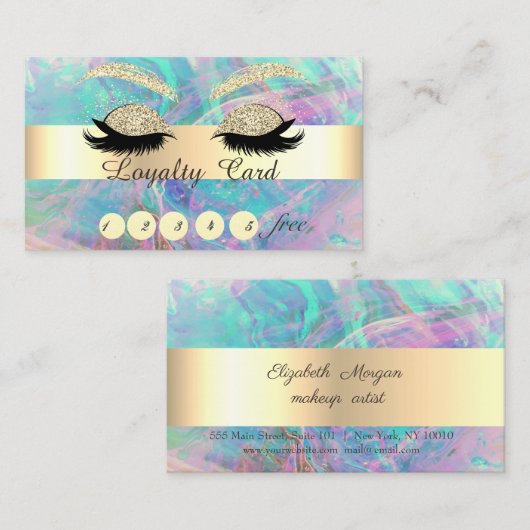 Carte De Fidélité Parties scintillant Or tendance Faux Lashes Opal I (Devant / Derrière)