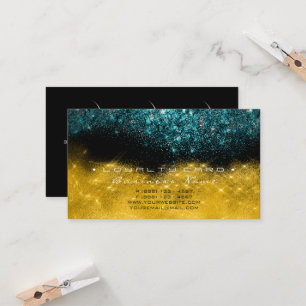 Carte De Fidélité Parties scintillantes bleues turquoises d'or de