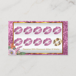 Carte De Fidélité Parties scintillantes et or roses floraux 2 de