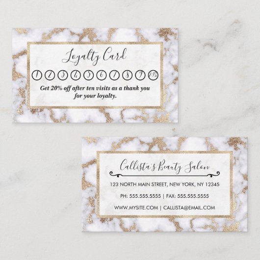 Carte De Fidélité Pattern de Chic White Gold Foil (Devant / Derrière)