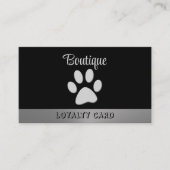Carte De Fidélité Paw Chien Argent sur arrière - plan noir (Devant)