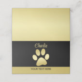 Carte De Fidélité Paw chien brillant or sur arrière - plan noir (Extérieur déplié)