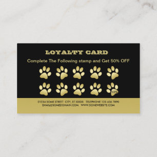 Carte De Fidélité Paw chien brillant or sur le service de grossissem
