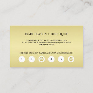 Carte De Fidélité Paw chien brillant or sur le service de grossissem