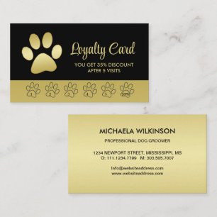 Carte De Fidélité Paw chien brillant or sur le service de grossissem