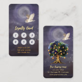 Carte de fidélité personnalisée Lune et Chouette (Devant / Derrière)