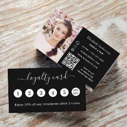 Carte de fidélité photo de code QR noir blanc