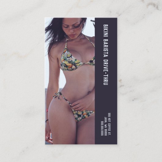 Carte De Fidélité Photo Floral Bikini Barista Double Numéro Café (Devant)