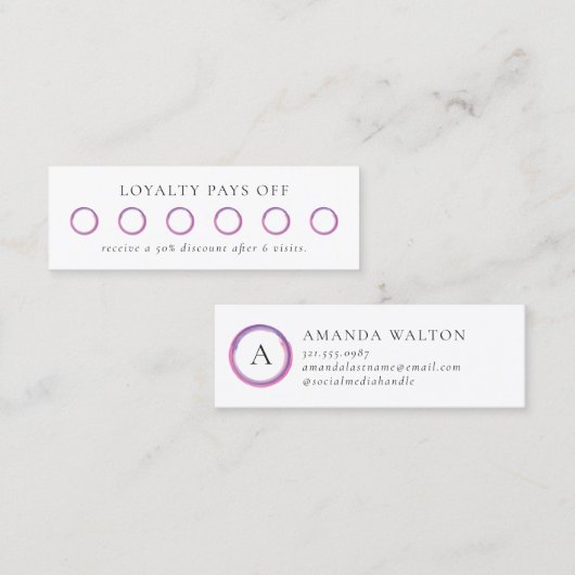 Carte De Fidélité Pink and Purple Monogram Modern (Devant / Derrière)