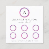 Carte De Fidélité Pink and Purple Monogram QR Code Modern (Devant)