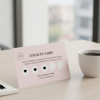 Carte De Fidélité Pink Feminine Small Business Elegant Rewards