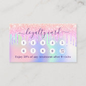 Carte De Fidélité Pink holographe violet gouttes qr code affaires (Devant)
