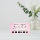 Carte De Fidélité Pink Script Chic Heart Logo Personnalisé Simple Bu (Debout devant)