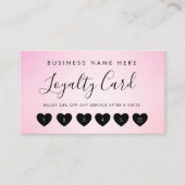 Carte De Fidélité Pink Script Chic Heart Logo Personnalisé Simple Bu (Devant)
