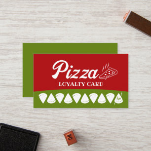 Carte De Fidélité Pizza Shop Pasta Restaurant Loyauté Rouge & Vert