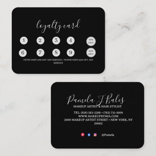 Carte de Fidélité Plate 3,5" x 2,0" (Devant / Derrière)