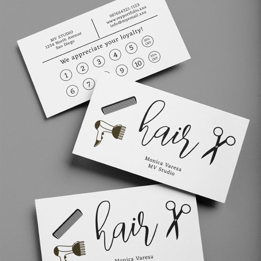 Carte de Fidélité Plate pour Coiffeur Coiffeuse