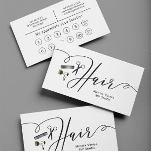 Carte de Fidélité Plate pour Coiffeur Coiffeuse Pe