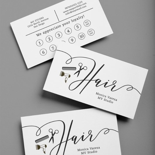 Carte de Fidélité Plate pour Coiffeur Coiffeuse Pe