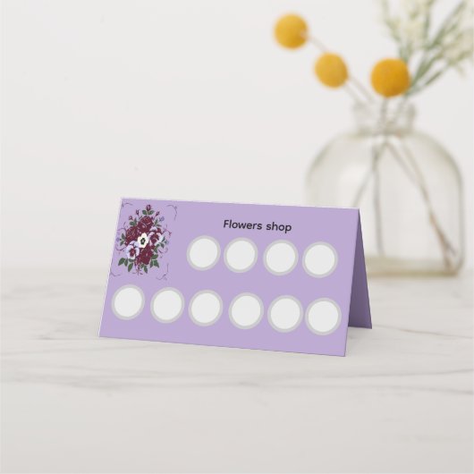 Carte de fidélité pliée Violettes 20 points (Devant)