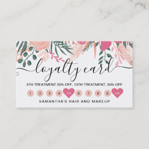 Carte De Fidélité Police de script de 10 punches pour floral rose po