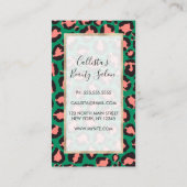 Carte De Fidélité Poster de animal Léopard vert rose corail moderne (Dos)