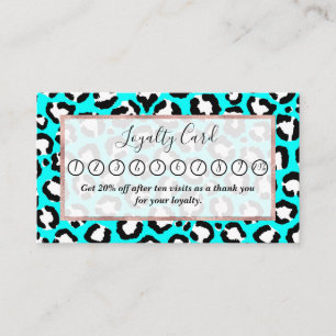 Carte De Fidélité Poster de animal moderne Cyan Blue Leopard
