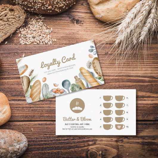 Carte de fidélité pour boulangerie bohème et café