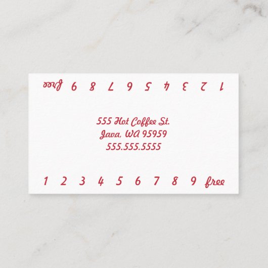 Carte de fidélité pour le "Drive-Thru" au café pho (Dos)