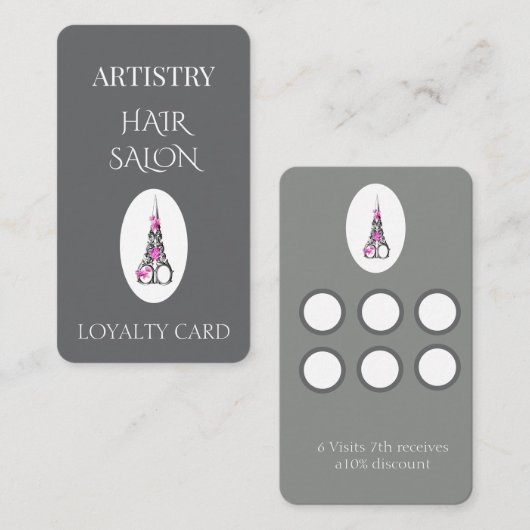 Carte de fidélité pour salon de coiffure de luxe (Devant / Derrière)