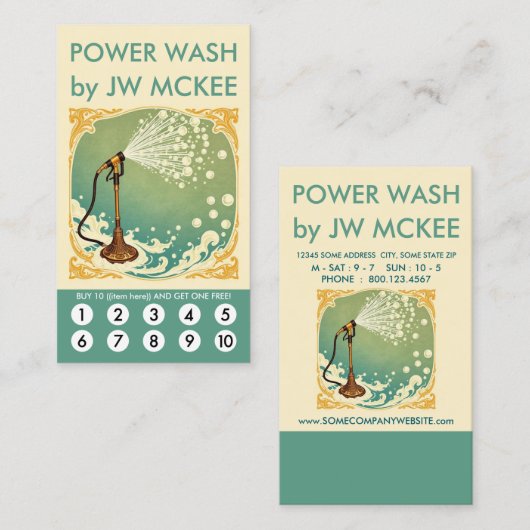 Carte De Fidélité Power Wash Loyalty Punch Card (Devant / Derrière)