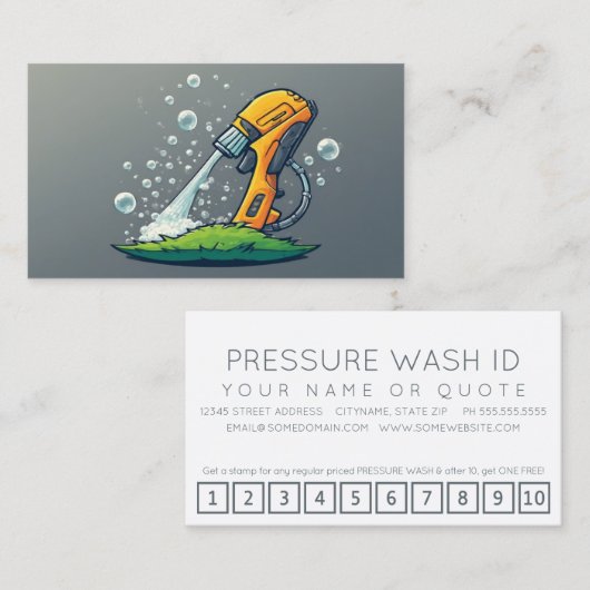 Carte De Fidélité PRESSURE WASHER customer loyalty punch card (Devant / Derrière)