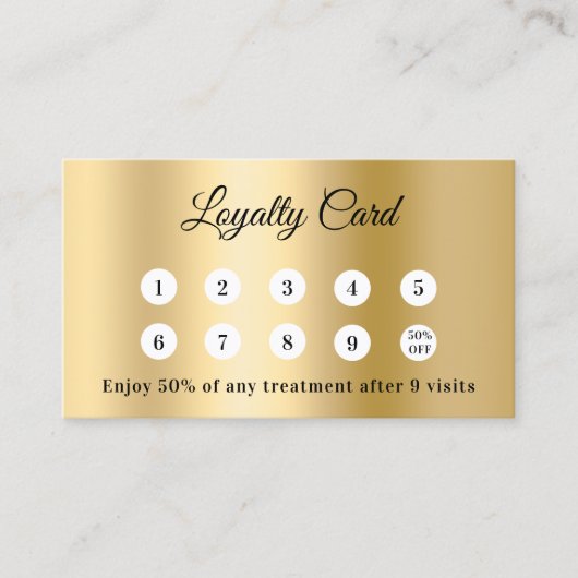 Carte de fidélité professionnelle de code QR Gold (Devant)