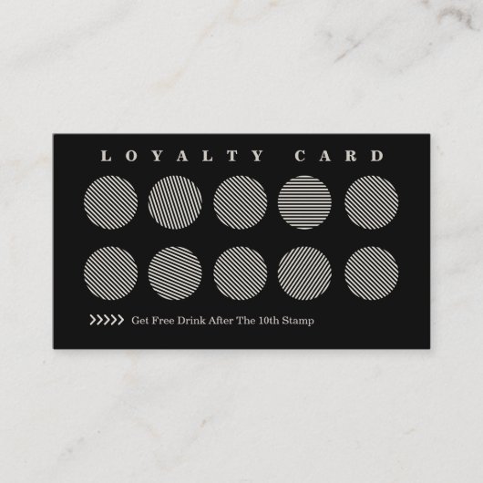 Carte De Fidélité Programme de récompense des rayures gris-noir mign (Devant)