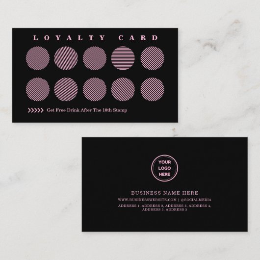 Carte De Fidélité Programme de récompense en bande rose de bonbons e (Devant / Derrière)