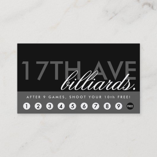 Carte De Fidélité Programme de récompenses de BILLARDS (Devant)