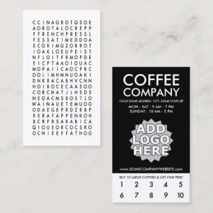 Carte De Fidélité punch de loyauté de recherche mot de café