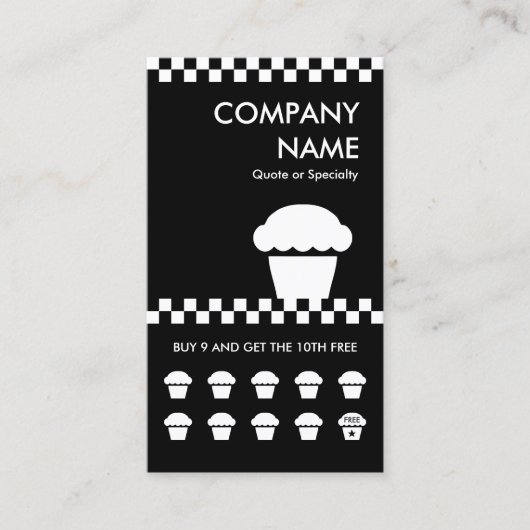 Carte De Fidélité punchcard rétro cupcake checkers (Devant)