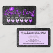 Carte De Fidélité Purple Black Parties scintillant Lèvres Coeurs rab (Devant / Derrière)