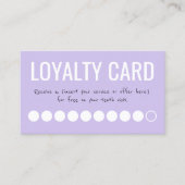 Carte De Fidélité Purple Black White Ten Visite Loyalty Punch Card (Devant)