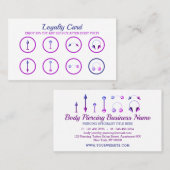 Carte De Fidélité Purple Pink Neon Stylish Corps Piercing (Devant / Derrière)