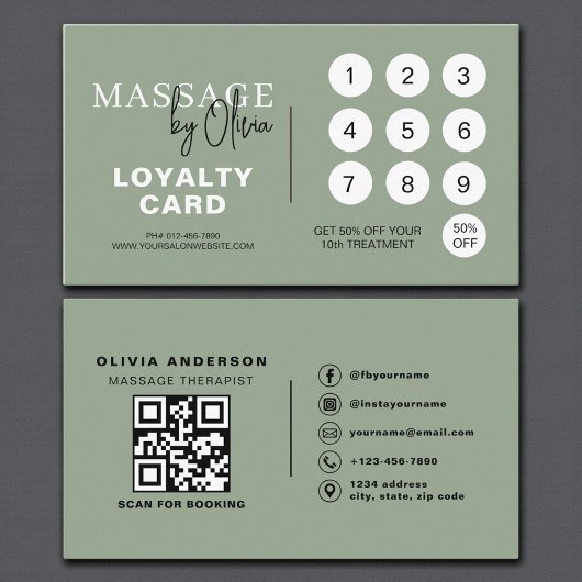 Carte de fidélité QR Code pour Thérapeute de Massa
