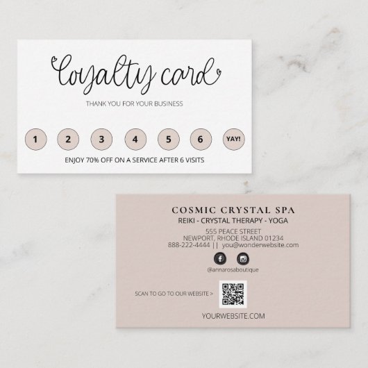 Carte De Fidélité *~* QR Merci récompense Coeurs d'or Roses (Devant / Derrière)