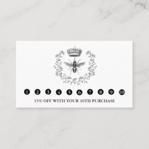 Carte De Fidélité Queen Bee & Crown Apiary Produits de miel ferme Wh