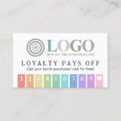 Carte De Fidélité Rainbow Stripes Heart 10 Votre logo Loyalty Punch (Devant)