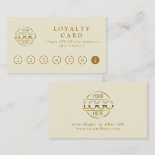 Carte De Fidélité Récompenses Client Élégantes Simples Beige et Or