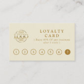 Carte De Fidélité Récompenses Client Élégantes Simples Beige et Or (Devant)
