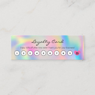 Carte De Fidélité Réduction simple client Pastel Rainbow avec coeur