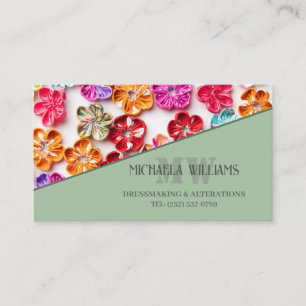 Carte De Fidélité Ressort tissu cousu artisanal Fleurs Multicolor